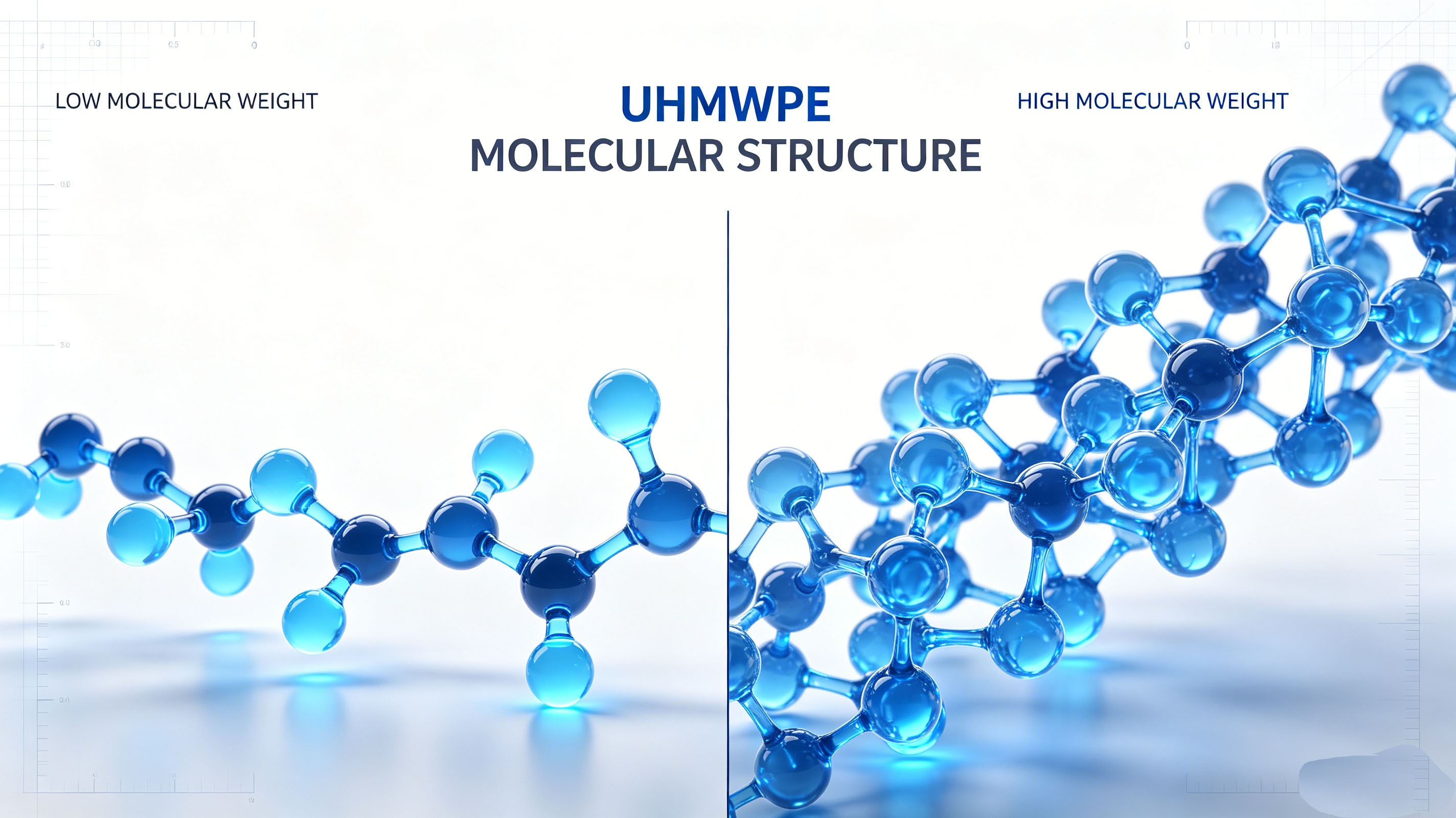 UHMWPE molecular weight comparison showing polymer chain structure difference